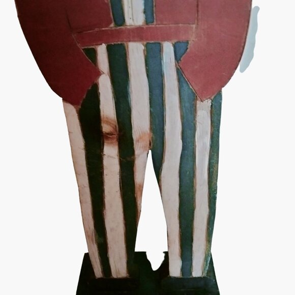 Handcrafted Wooden Uncle Sam Folk Art Patriotic Americana Decor 22 inch Tall - Picture 5 of 8